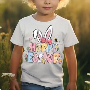 Happy Easter t-shirt short sleeve 2T - 5T S- XL Cute bunny club egg hunt new